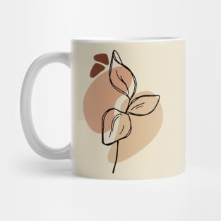 Modern Minimalist Simple Abstract Pastel Pink Black Leaf Art Mug